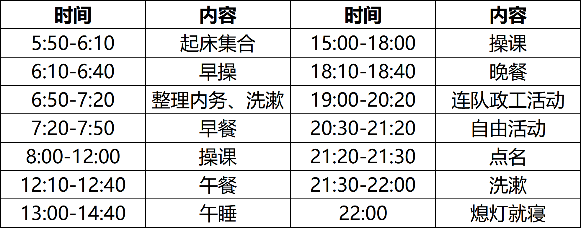 作息安排